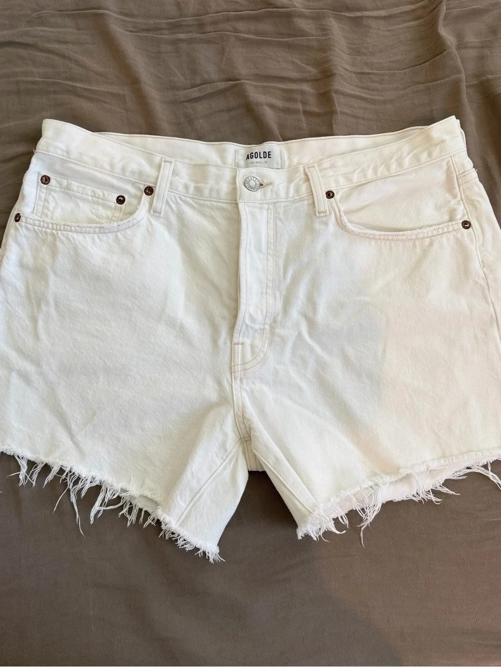 AGOLDE White Denim Shorts